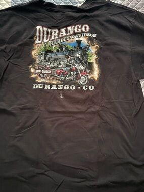 Harley-Davidson Black Durango Train & Motorcycle Graphic Tee